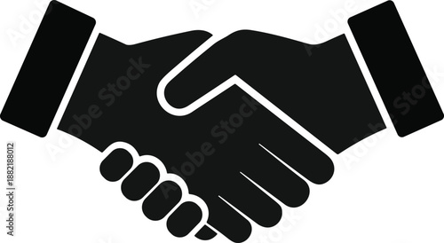 Black handshake silhouette icon for business partnership agreement success trust cooperation collaboration and professional deal between two people in corporate office