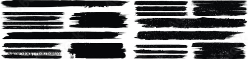 Mega set of Grunge elements  . Vector brush Stroke . Distressed banner . Large Black isolated paintbrush collection . Modern Textured shape . Dry border in Black . Bulge lines