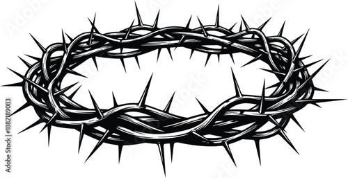 Christian Crown of Thorns Vector Illustration on White Background