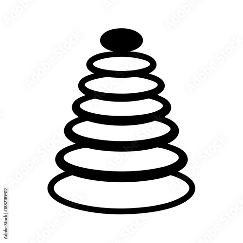 Black and white line art image of a ring stacker toy