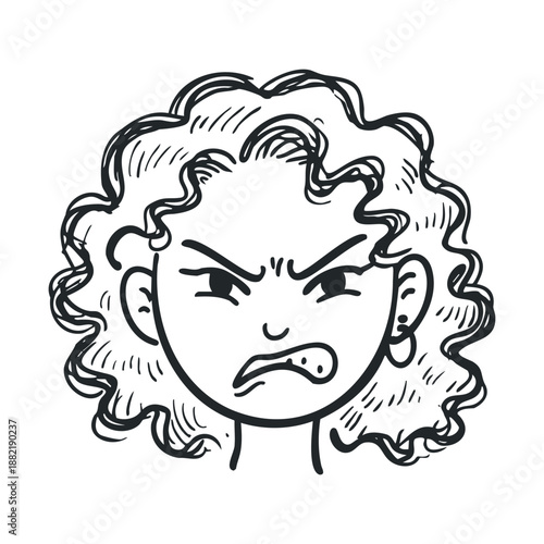 Angry cartoon face illustration of a person expressing frustration with furrowed brows and a clenched mouth, drawn in a hand-drawn doodle style.