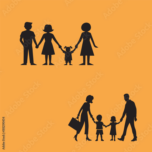Family silhouettes walking together
