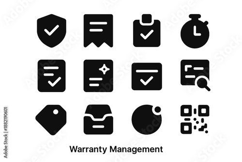 Minimalist icons warranty approval vector sterile spacing block icon thickness no replacement