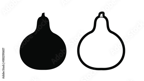Two gourd shapes one solid and one outline a simple silhouette