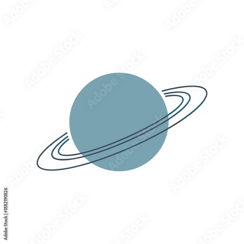Stylized illustration of a planet with rings, showcasing a celestial theme in a minimalist style
