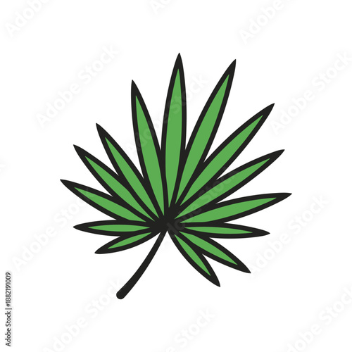 Vibrant green cannabis leaf illustration on a clean background, suitable for educational use