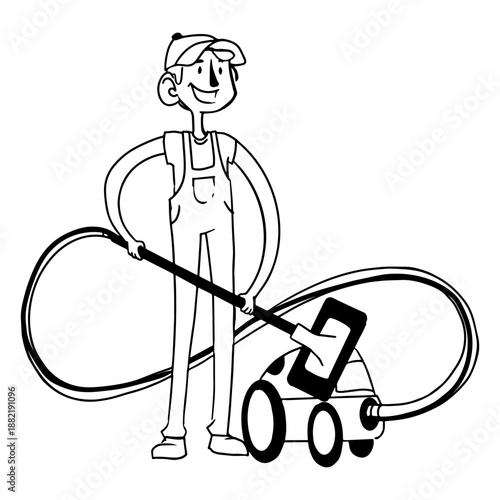 Hoover vacuum cleaner worker stroke