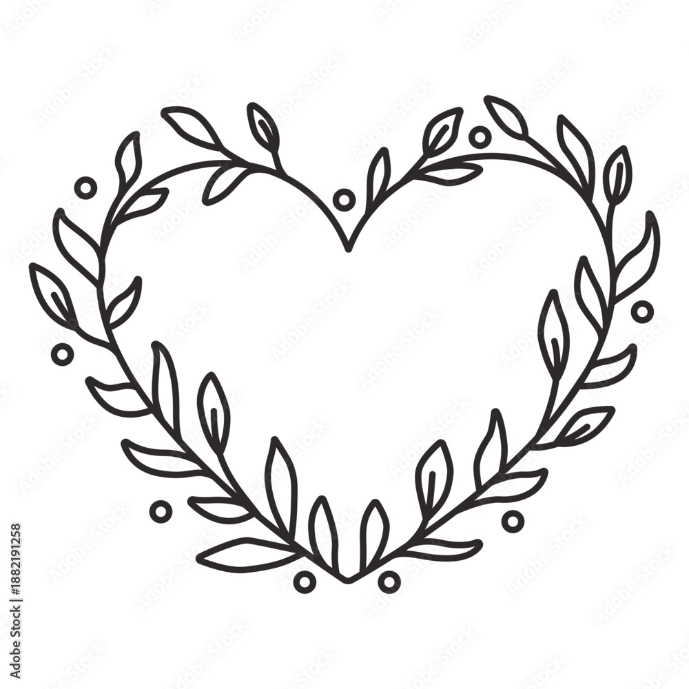 Obraz premium Flower wreath small leaves simple stroke