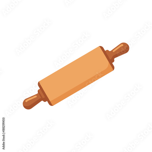 Wooden rolling pin on a white background, ideal for baking and culinary use