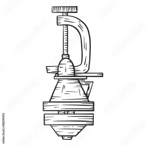 Veneer press hand drawn