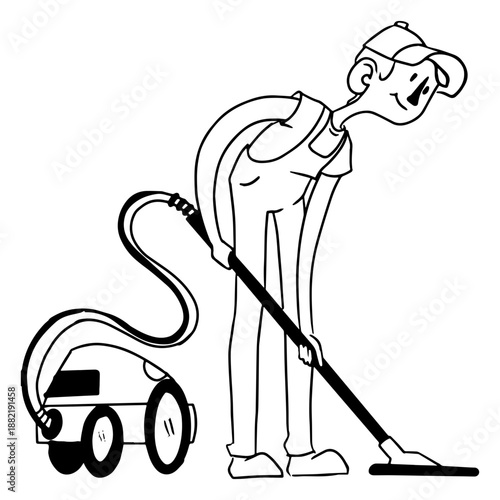 Vacuum cleaner hoover worker stroke