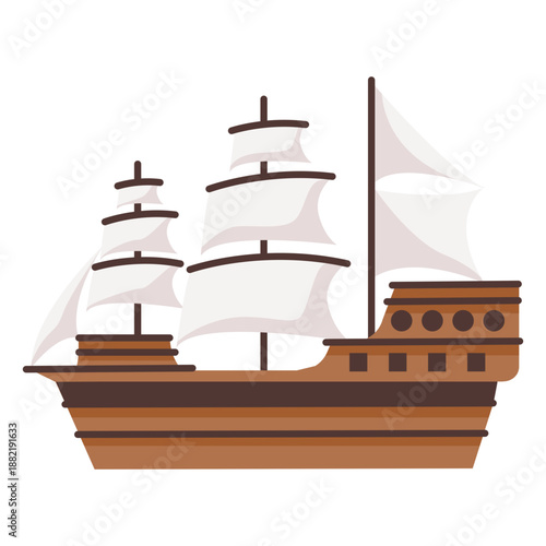Large historic caravel ship illustration