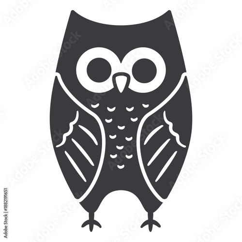 Owl dark eyes open stare flat