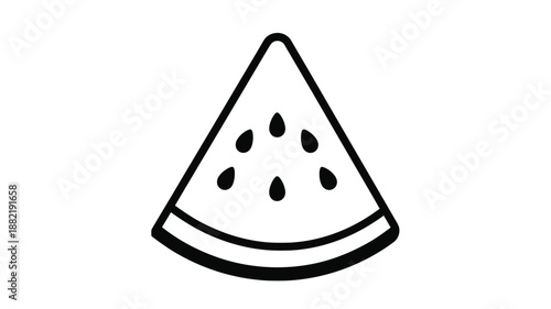 Simple black and white illustration of a watermelon slice a striking silhouette