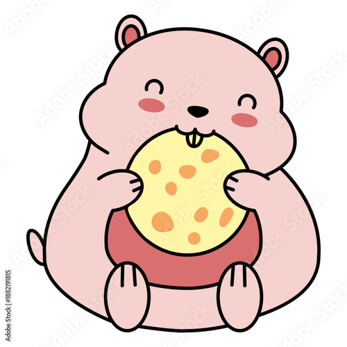 Cute happy hamster cookie flat