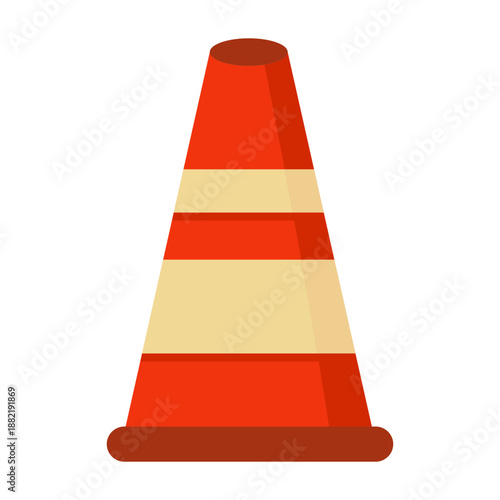 Cone road block colorful flat