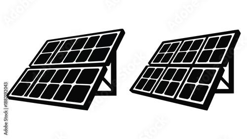 Two black solar panels angled towards the sun a striking silhouette