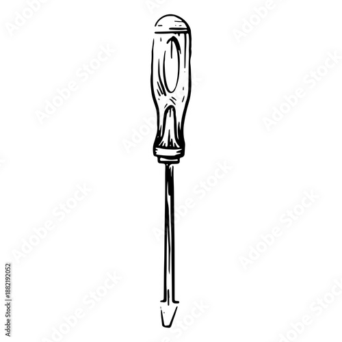 Construction screwdriver hand drawn