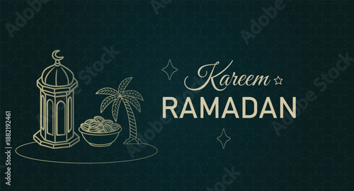 Ramadan Kareem Greeting Card with Lantern and Dates