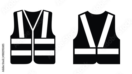 Two black safety vests with reflective strips a striking silhouette