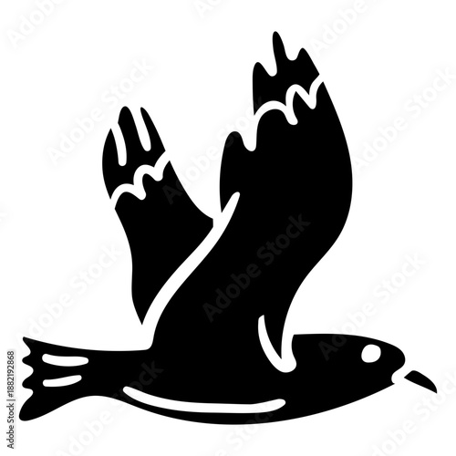 Seagull bird in black