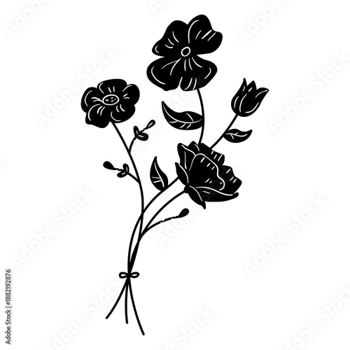 Flowers thick bunch pollen drawing