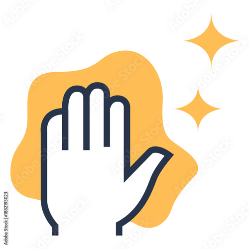 Clean hand cloth colorful icon