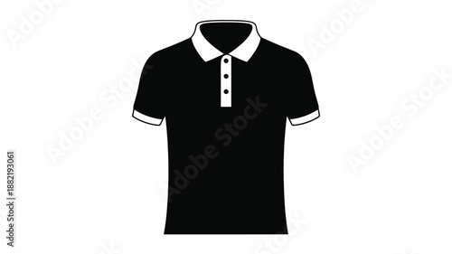 Black polo shirt with white collar and placket a striking silhouette