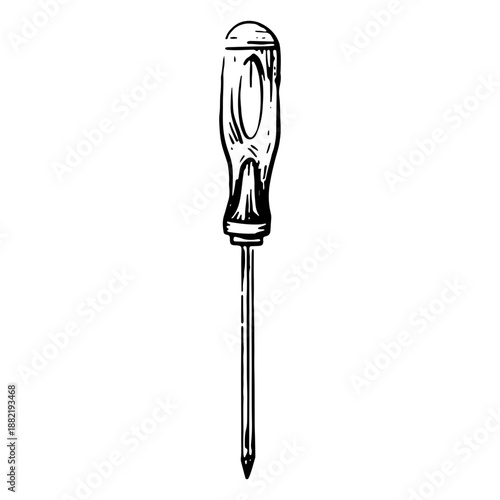 Construction bradawl hand drawn