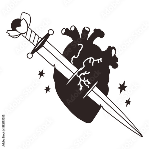 Anti valentines sticker knife heart