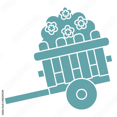 Silhouette cute wheelbarrow plant