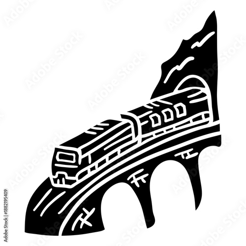 Railway tunnel handdrawn element