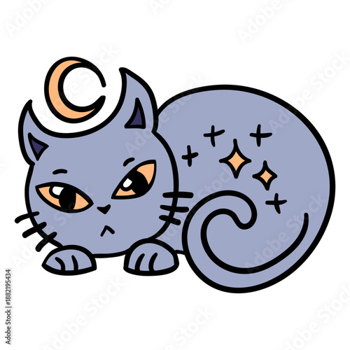 Magic cat hand drawn