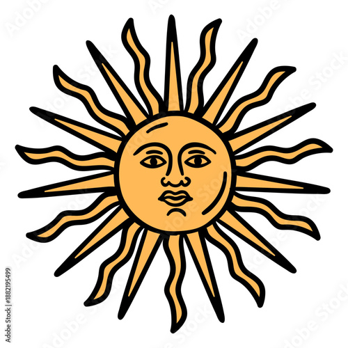 Official argentinian sun hand drawn