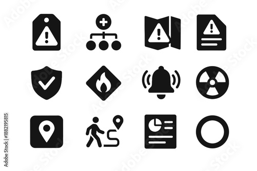 Icon safety equal no silhouettes route uniform block workplace negative icons vector