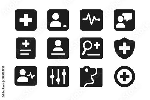 Textures telemedicine module icon invisible vector sterile board set flat background med