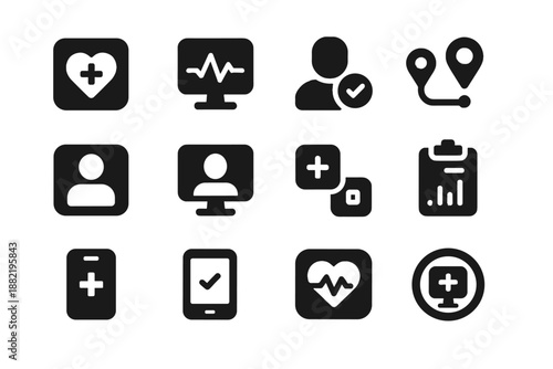 Evenly remote outlines health block vector telemedicine sterile set no squares icon