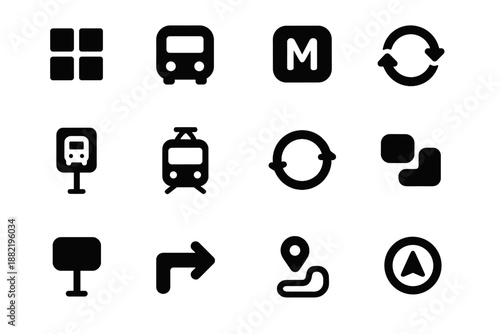 Transparency square vector minimal transport icon tram navigation balanced minimalism tile node