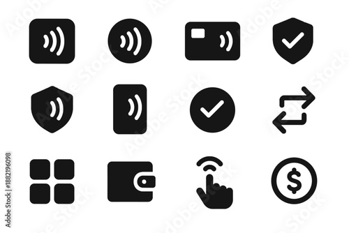Path feel icons nfc transparency contactless icon token vector no payment space