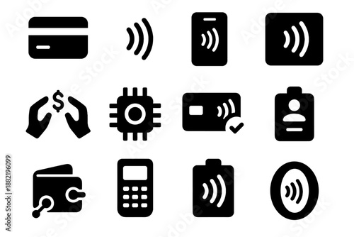 Uniform payments icons digital checkout payment vector transfer block icon tap contactless