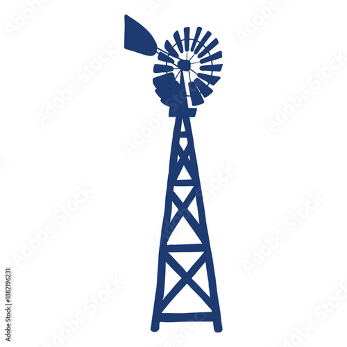 Turbine windmill tower silhouette blue