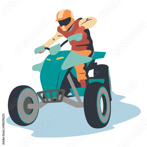Pilot riding atv illustration