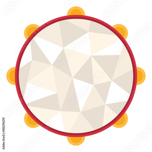 Low poly tambourine colored