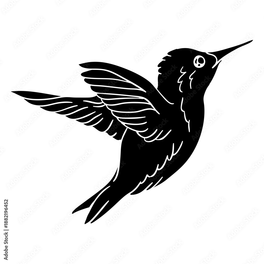 Fototapeta premium Realistic bird hummingbird flying black