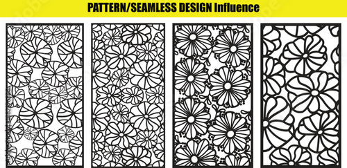 Four and seamless floral pattern flowers petals