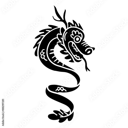 Hand drawn chinese dragon black