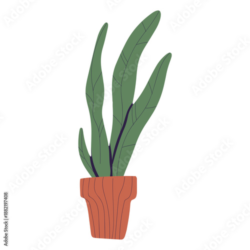 Plant in brown pot illustration