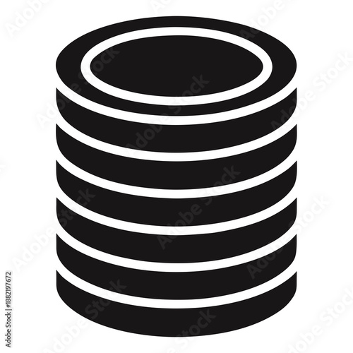 Title: A black and white abstract cylindrical pattern with horizontal stripes creating a sense of