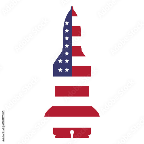 Usa flag in rocketship flat