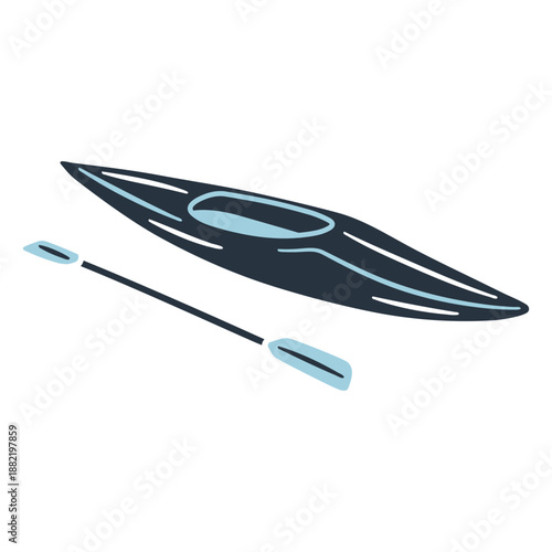 Doodle kayak boat illustration
